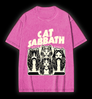 Cat Sabbath Rockers Vintage Washed 100% Cotton T-Shirt