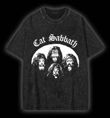 Cat Sabbath Vintage Washed 100% Cotton T-Shirt