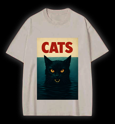 Cat In Water Surprise Vintage Washed 100% Cotton T-Shirt