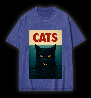 Cat In Water Surprise Vintage Washed 100% Cotton T-Shirt