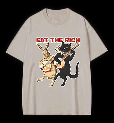 Rabbit & Cat Jam Vintage Washed 100% Cotton T-Shirt