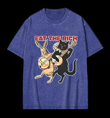 Rabbit & Cat Jam Vintage Washed 100% Cotton T-Shirt