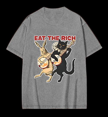 Rabbit & Cat Jam Vintage Washed 100% Cotton T-Shirt