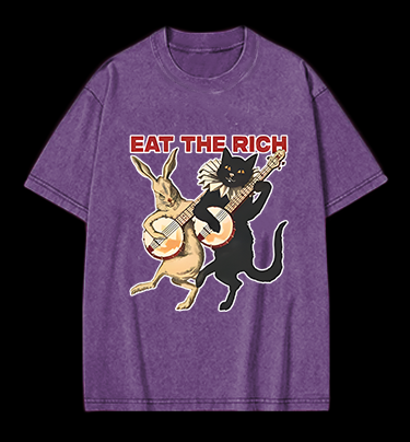 Rabbit & Cat Jam Vintage Washed 100% Cotton T-Shirt