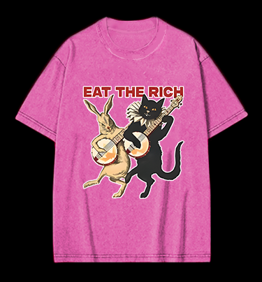 Rabbit & Cat Jam Vintage Washed 100% Cotton T-Shirt