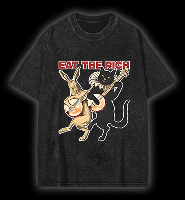 Rabbit & Cat Jam Vintage Washed 100% Cotton T-Shirt