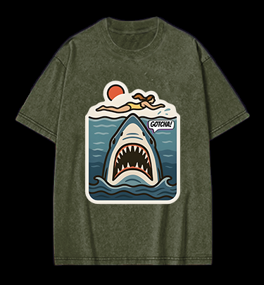 Shark: Beach Surprise Vintage Washed 100% Cotton T-Shirt