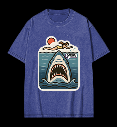 Shark: Beach Surprise Vintage Washed 100% Cotton T-Shirt