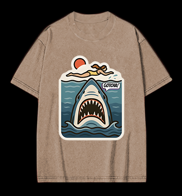 Shark: Beach Surprise Vintage Washed 100% Cotton T-Shirt