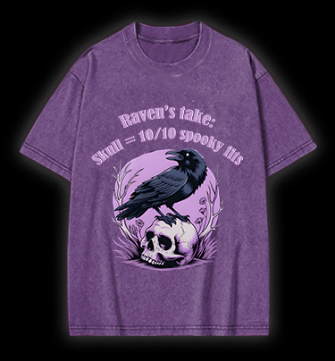 Raven's Skull Fashion Vintage Washed 100% Cotton T-Shirt
