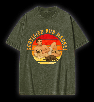 Dog Magnet Guy Vintage Washed 100% Cotton T-Shirt