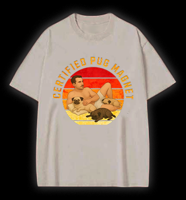 Dog Magnet Guy Vintage Washed 100% Cotton T-Shirt