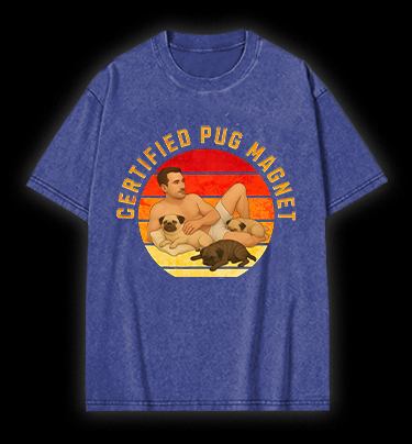 Dog Magnet Guy Vintage Washed 100% Cotton T-Shirt