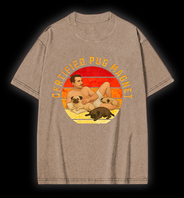 Dog Magnet Guy Vintage Washed 100% Cotton T-Shirt
