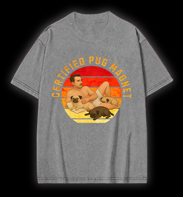 Dog Magnet Guy Vintage Washed 100% Cotton T-Shirt