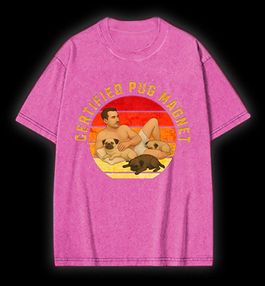 Dog Magnet Guy Vintage Washed 100% Cotton T-Shirt