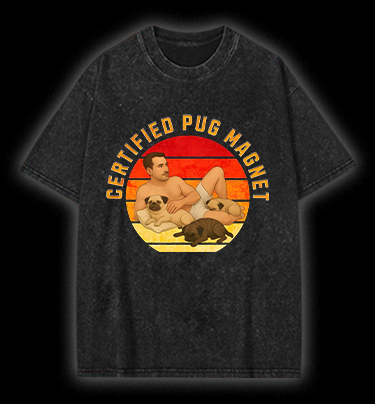 Dog Magnet Guy Vintage Washed 100% Cotton T-Shirt