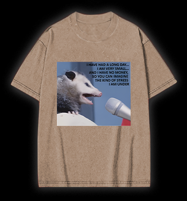 Small Mouse, Big Stress Vintage Washed 100% Cotton T-Shirt