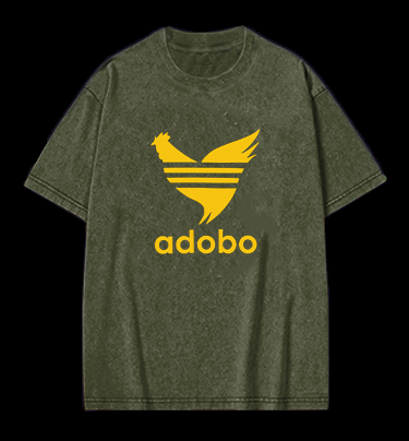 Adobo's Rooster Logo Vintage Washed 100% Cotton T-Shirt
