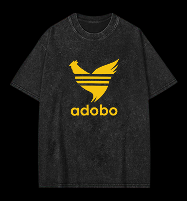 Adobo's Rooster Logo Vintage Washed 100% Cotton T-Shirt