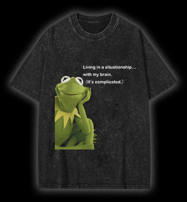 Contemplative Frog Vintage Washed 100% Cotton T-Shirt