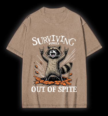 Rockin' Raccoon Fun Vintage Washed 100% Cotton T-Shirt