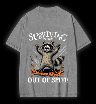 Rockin' Raccoon Fun Vintage Washed 100% Cotton T-Shirt