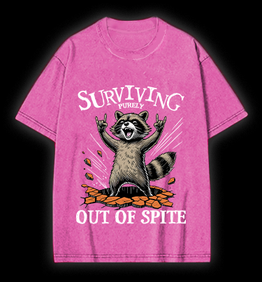 Rockin' Raccoon Fun Vintage Washed 100% Cotton T-Shirt