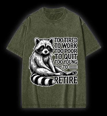Raccoon's Tired Life Vintage Washed 100% Cotton T-Shirt