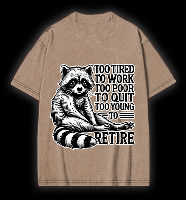 Raccoon's Tired Life Vintage Washed 100% Cotton T-Shirt
