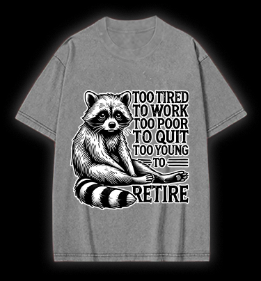 Raccoon's Tired Life Vintage Washed 100% Cotton T-Shirt