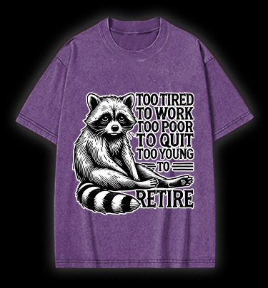 Raccoon's Tired Life Vintage Washed 100% Cotton T-Shirt