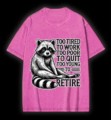 Raccoon's Tired Life Vintage Washed 100% Cotton T-Shirt