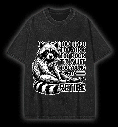 Raccoon's Tired Life Vintage Washed 100% Cotton T-Shirt