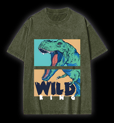 Wild Dino King Vintage Washed 100% Cotton T-Shirt