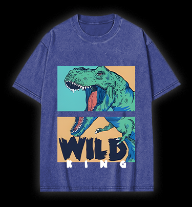 Wild Dino King Vintage Washed 100% Cotton T-Shirt