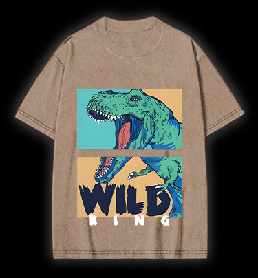 Wild Dino King Vintage Washed 100% Cotton T-Shirt