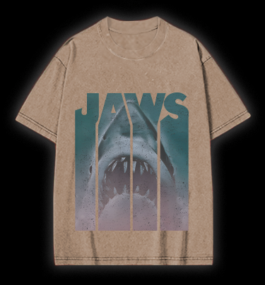 Shark's Jaws Poster Vintage Washed 100% Cotton T-Shirt