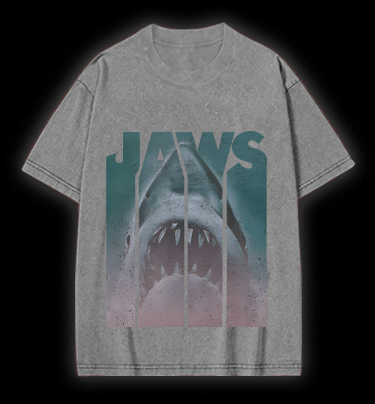 Shark's Jaws Poster Vintage Washed 100% Cotton T-Shirt
