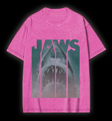Shark's Jaws Poster Vintage Washed 100% Cotton T-Shirt