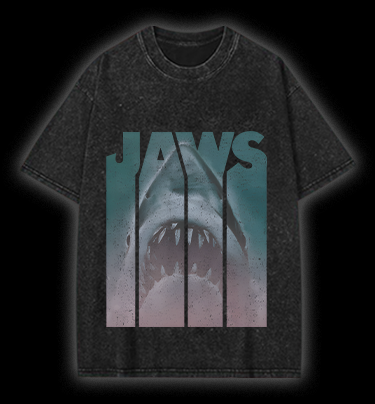 Shark's Jaws Poster Vintage Washed 100% Cotton T-Shirt