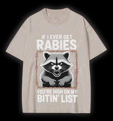 Raccoon‘s Bite List Vintage Washed 100% Cotton T-Shirt