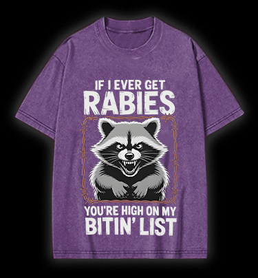 Raccoon‘s Bite List Vintage Washed 100% Cotton T-Shirt