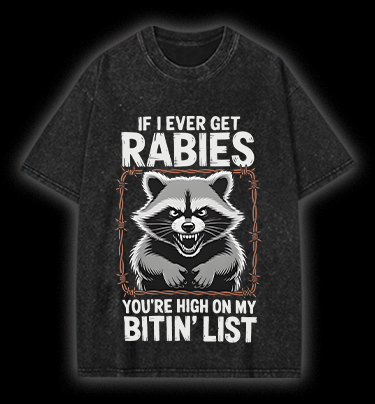 Raccoon‘s Bite List Vintage Washed 100% Cotton T-Shirt