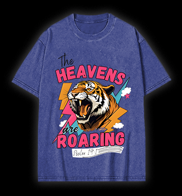 Tiger's Heavenly Roar Vintage Washed 100% Cotton T-Shirt
