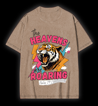 Tiger's Heavenly Roar Vintage Washed 100% Cotton T-Shirt