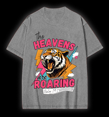 Tiger's Heavenly Roar Vintage Washed 100% Cotton T-Shirt