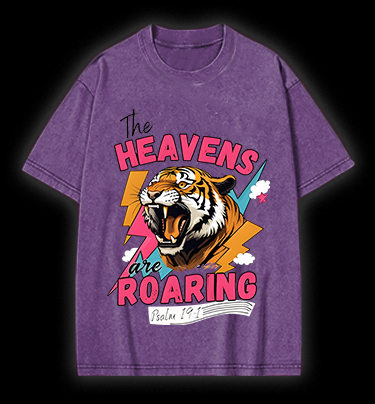 Tiger's Heavenly Roar Vintage Washed 100% Cotton T-Shirt