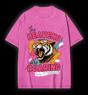 Tiger's Heavenly Roar Vintage Washed 100% Cotton T-Shirt