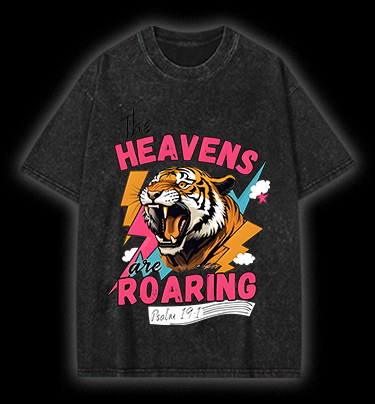 Tiger's Heavenly Roar Vintage Washed 100% Cotton T-Shirt